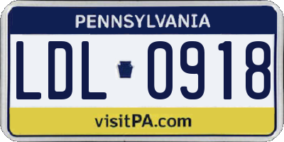 PA license plate LDL0918