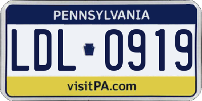 PA license plate LDL0919