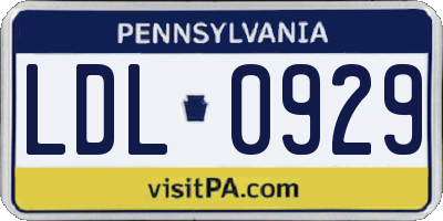PA license plate LDL0929