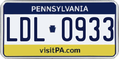 PA license plate LDL0933