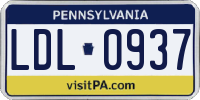 PA license plate LDL0937