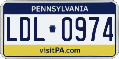 PA license plate LDL0974