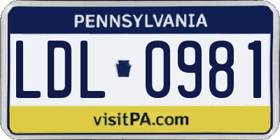 PA license plate LDL0981