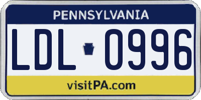 PA license plate LDL0996