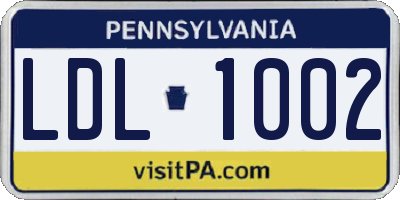 PA license plate LDL1002