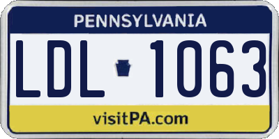 PA license plate LDL1063
