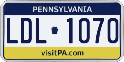 PA license plate LDL1070