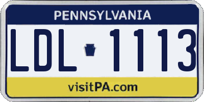 PA license plate LDL1113