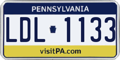 PA license plate LDL1133