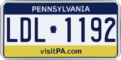 PA license plate LDL1192