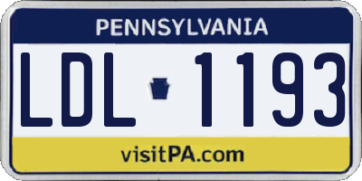 PA license plate LDL1193