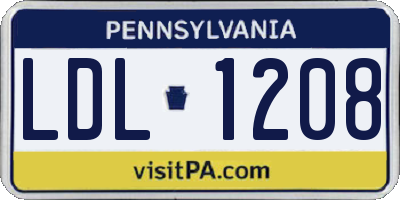 PA license plate LDL1208