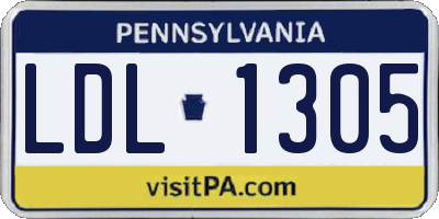 PA license plate LDL1305