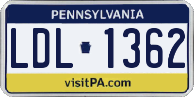 PA license plate LDL1362