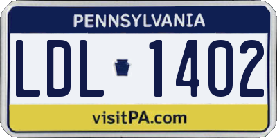PA license plate LDL1402