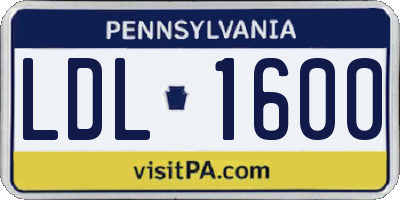 PA license plate LDL1600