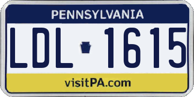 PA license plate LDL1615
