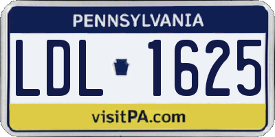 PA license plate LDL1625