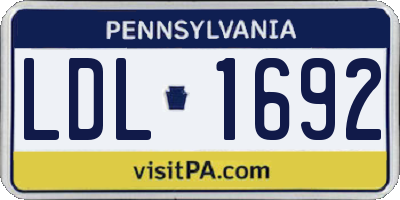 PA license plate LDL1692