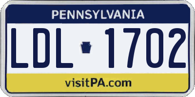 PA license plate LDL1702