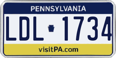 PA license plate LDL1734