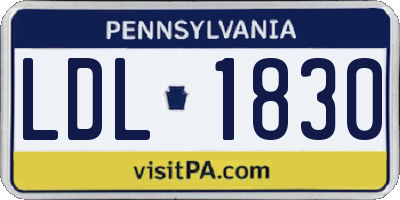 PA license plate LDL1830