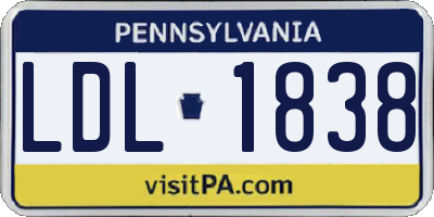 PA license plate LDL1838