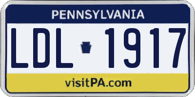 PA license plate LDL1917
