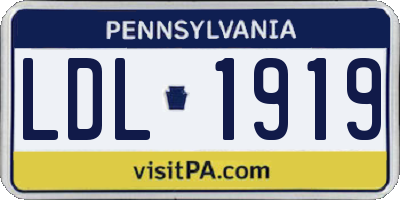 PA license plate LDL1919