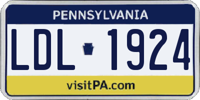 PA license plate LDL1924