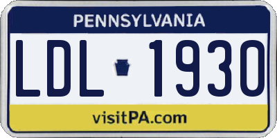 PA license plate LDL1930