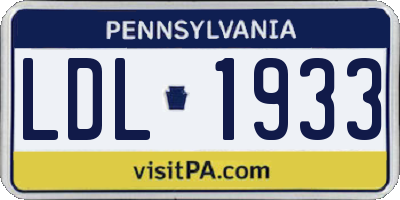 PA license plate LDL1933