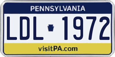 PA license plate LDL1972
