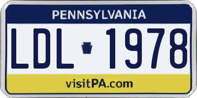 PA license plate LDL1978