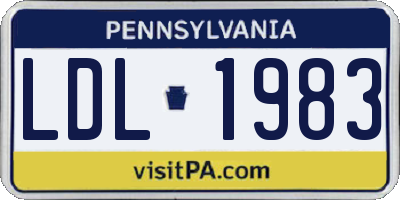 PA license plate LDL1983