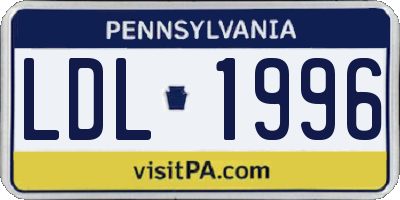 PA license plate LDL1996