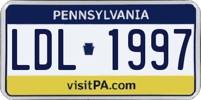 PA license plate LDL1997