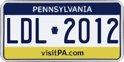 PA license plate LDL2012