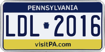 PA license plate LDL2016