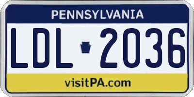 PA license plate LDL2036