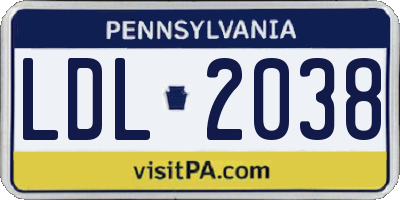 PA license plate LDL2038