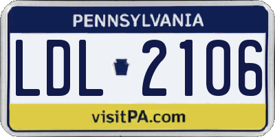 PA license plate LDL2106
