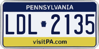 PA license plate LDL2135