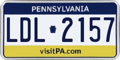 PA license plate LDL2157