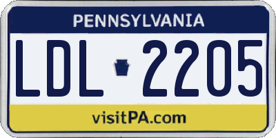 PA license plate LDL2205