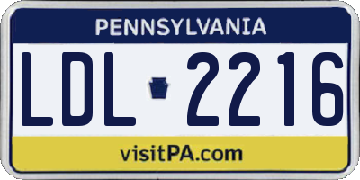 PA license plate LDL2216