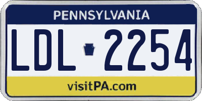 PA license plate LDL2254