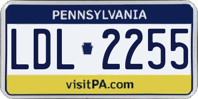 PA license plate LDL2255