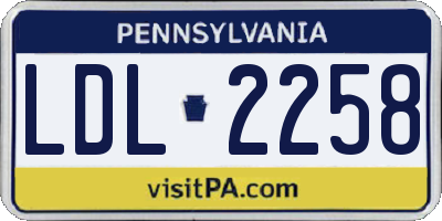 PA license plate LDL2258