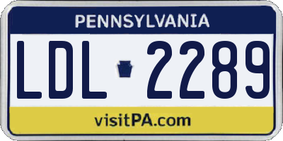 PA license plate LDL2289
